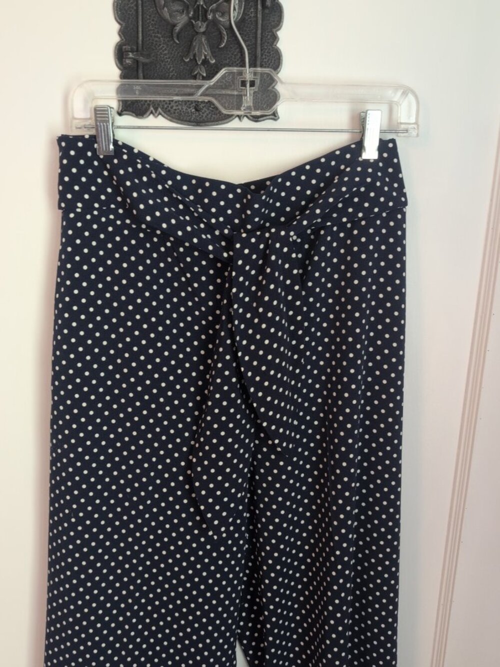 Eva Mendes New York Company High Waist Wide Leg Pants Polka Dot Pattern Sz M